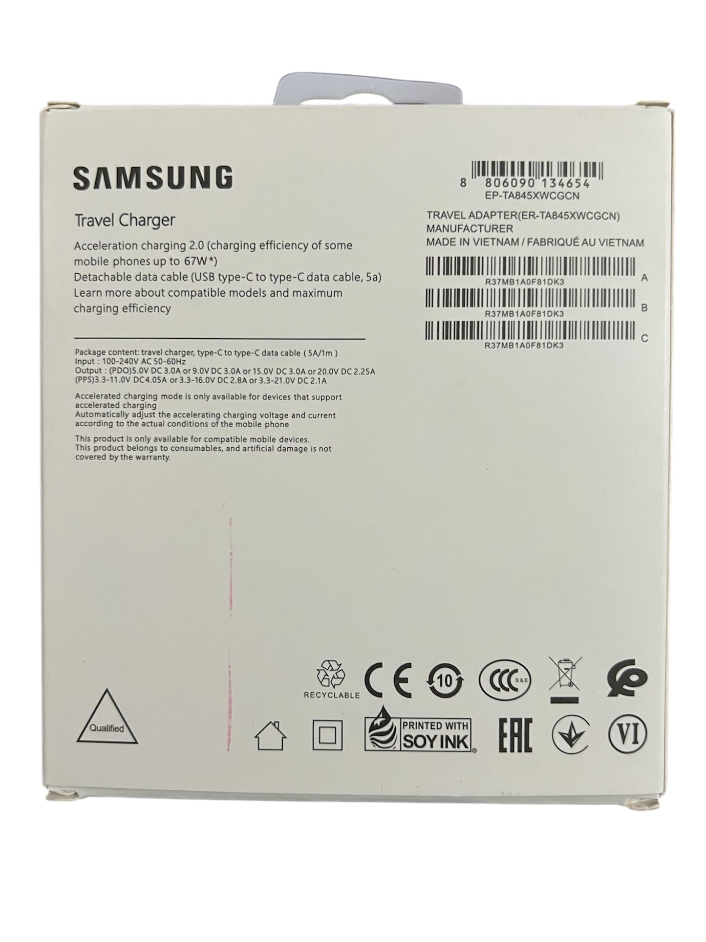 Cargador Samsung carga rápida 67wats