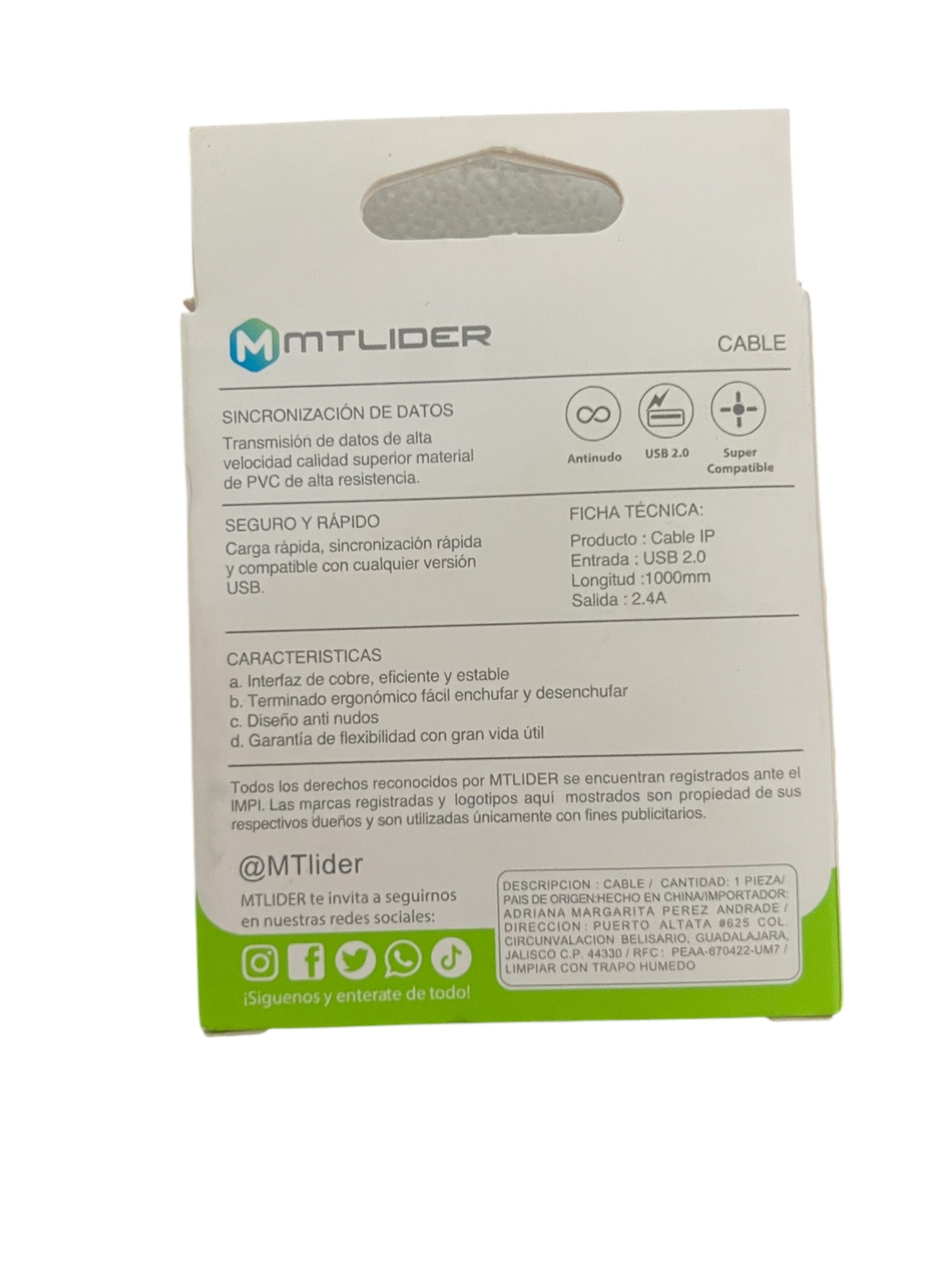 Cable de iPhone tipo Lightning mtlider